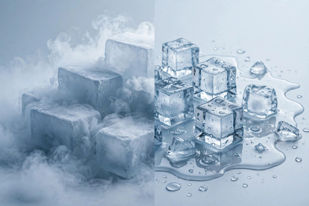 Dry ice vs normal ice comparison